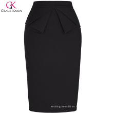 Grace Karin Womens color sólido de alta Estirado Hips-Wrapped Vintage retro falda lápiz negro CL010454-1